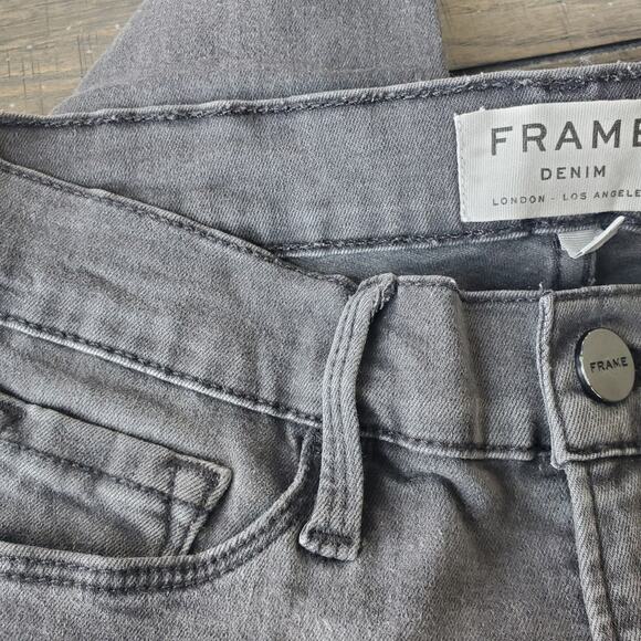 Frame Denim Dark Grey Zipped Ankle Le Skinny de Jeanne Size 26 - Picture 10 of 12